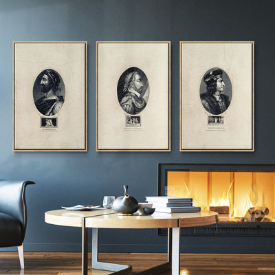Royal Portraits I, ensemble de 3 toiles encadrées