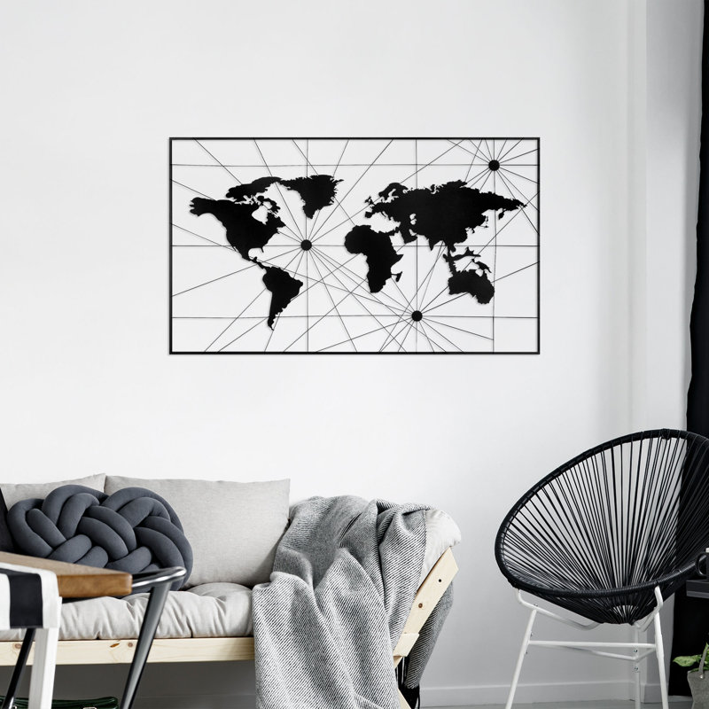 Modern Map Wall Decor on Metal