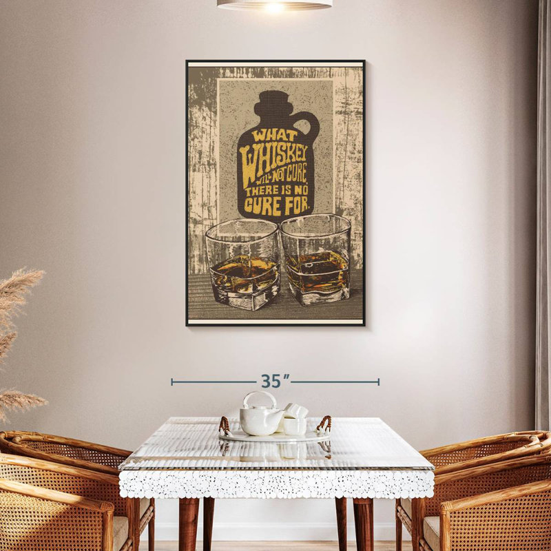 Whisky Is The Cure, 31 po x 46 po, Cadre flottant noir