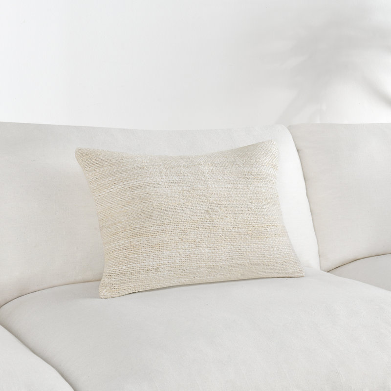 Coussin en jute tissé Halter, ivoire, Rectangulaire