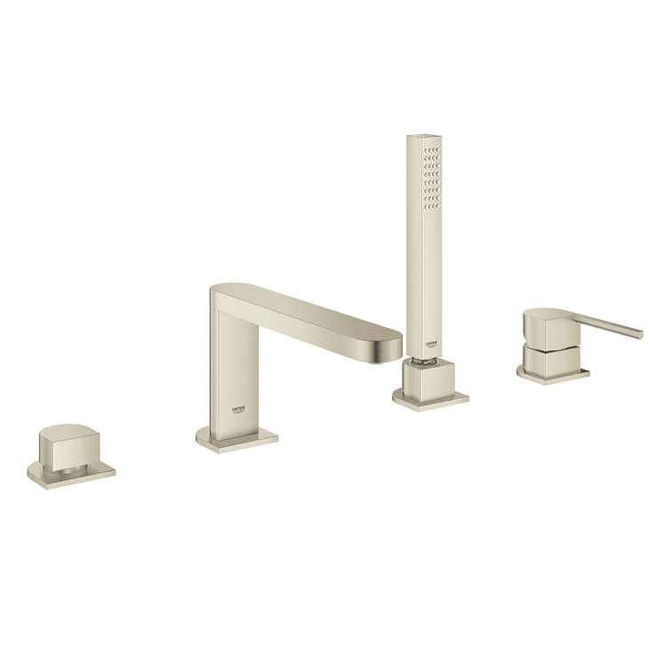 Plus Single Handle Deck Mounted Roman Tub Faucet Trim with Diverter and Handshower