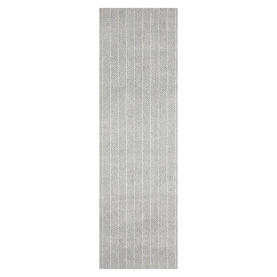 Ash Grey Hand Tufted Area Rug Herringbone Design Multi Size