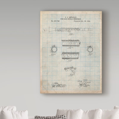 Manilo 'Clarinet' Drawing Print on Wrapped Canvas