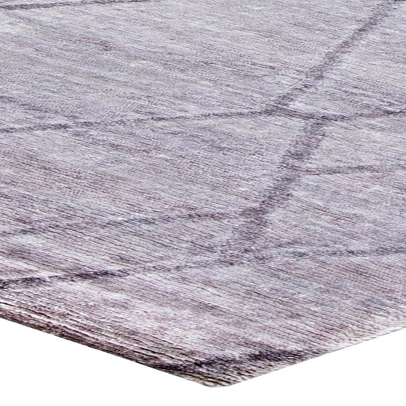 Tapis gris en soie fabriqué à la main Modern