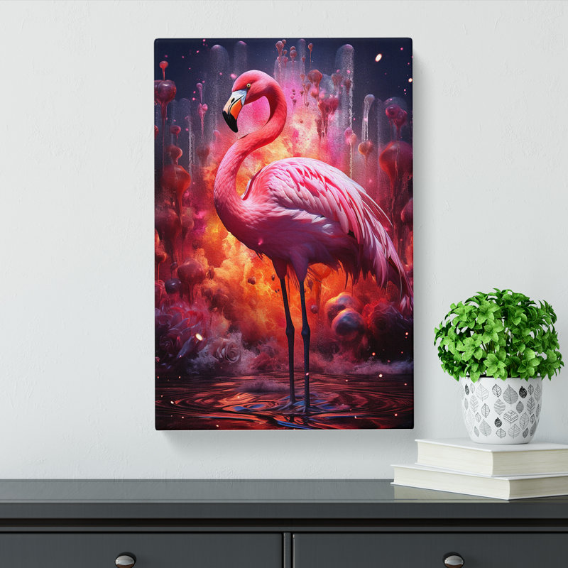 Flamingo Futurism - Wrapped Canvas, 76cm H x 50cm W x 3cm D