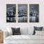 «Panorama New York City At Night - Cityscape», ensemble d'art mural sur toile encadré-282441797-282441799