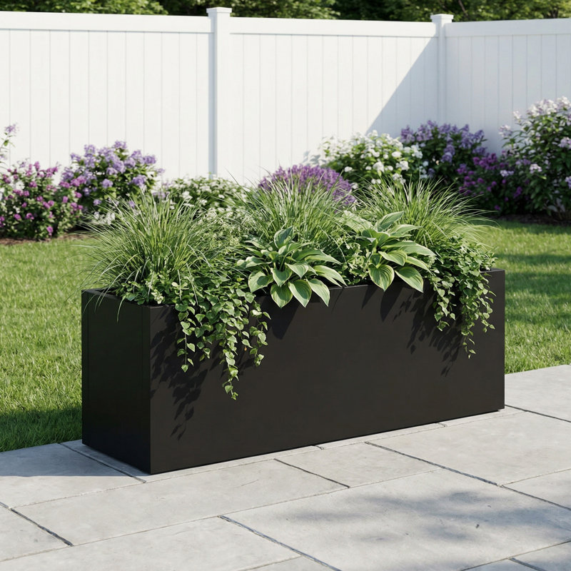 Jardinières rectangulaires en métal pour plantes d'extérieur, H 10 po x l 36 po x P 10 po