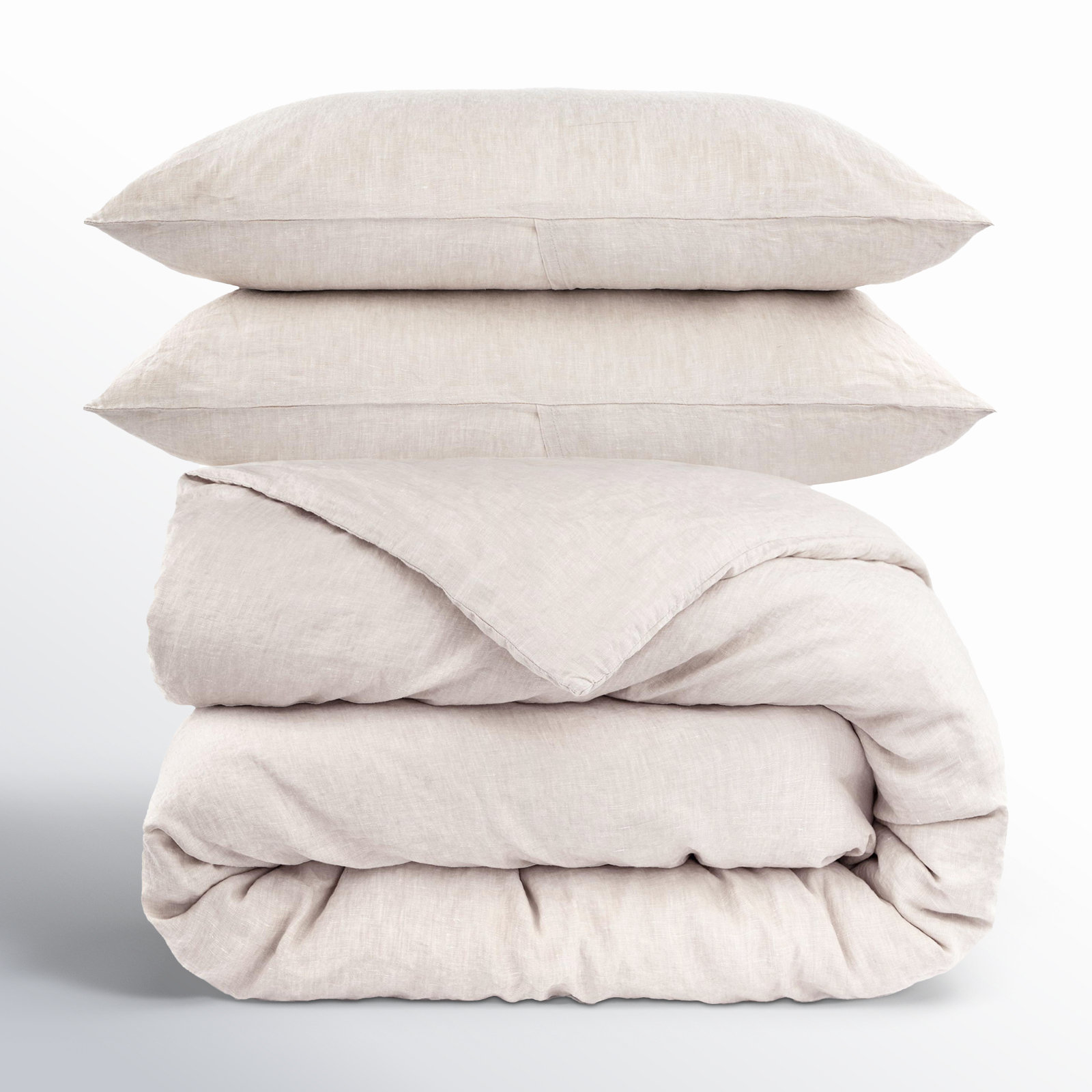 French Linen Duvet Cover Set, Twin Duvet Cover + 1 Standard Pillow Sham, Putty Heather