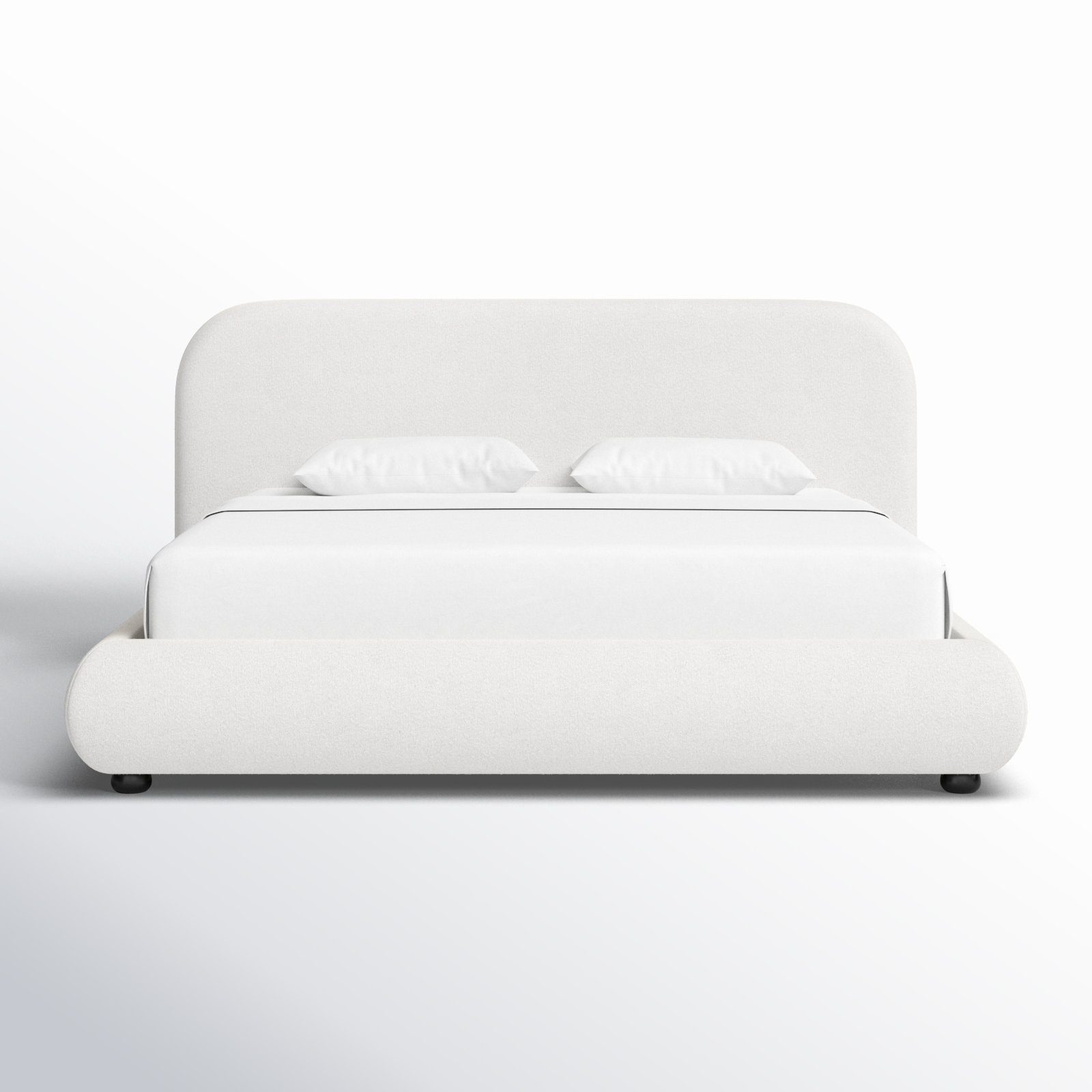 Reggie Upholstered Platform Bed, King, Off White Performance Boucle