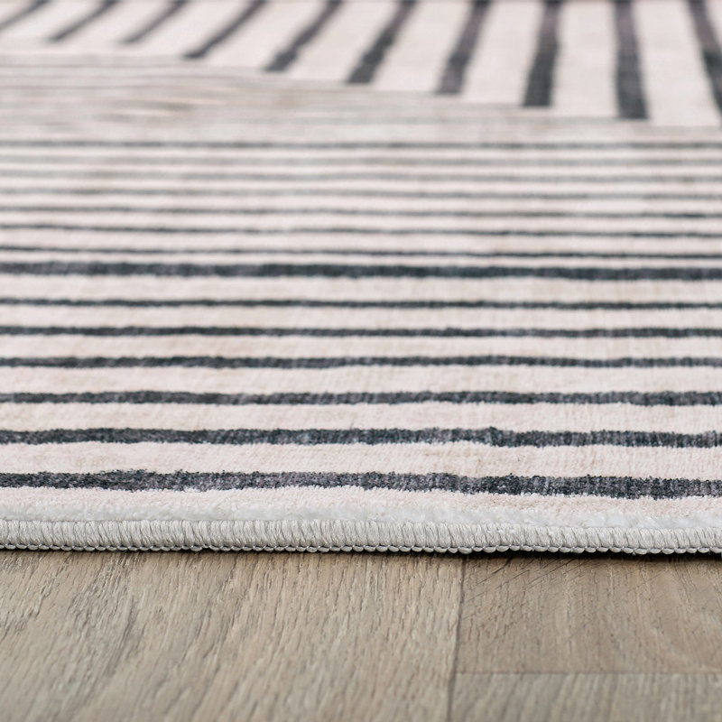 Tapis lavable antidérapant à rayures bohémiennes délavées, Tapis de couloir 2 pi x 10 pi