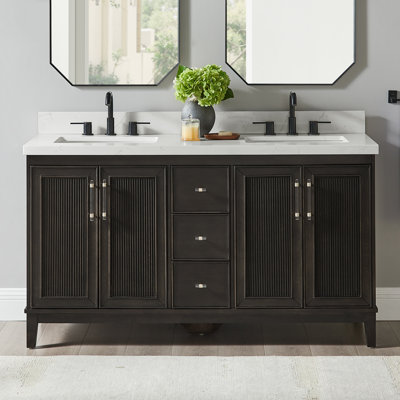 Sianni 60" Double Bathroom Vanity with Quartz Top