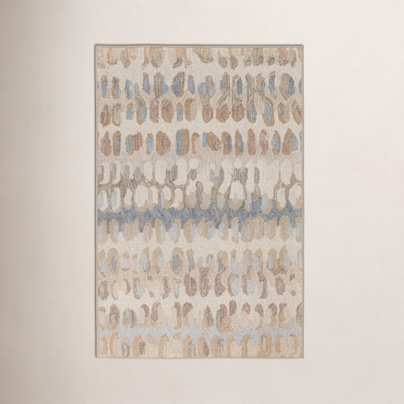 Paint Chip Natural Machine Printed Washable Rug, Rectangle 5' x 8'