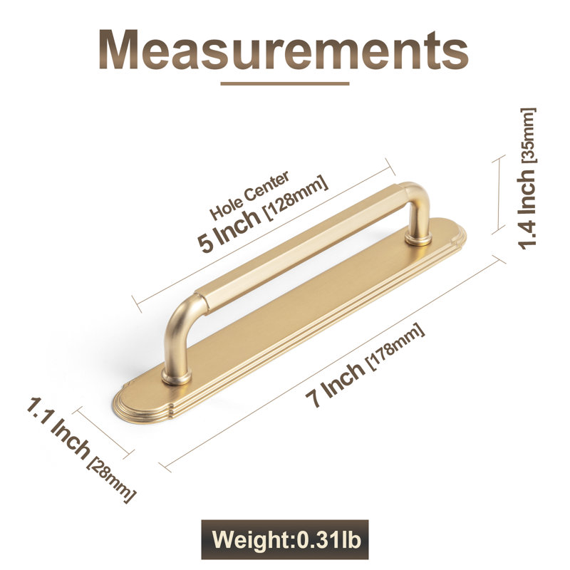 Classical Bar Pull With Backplate(G014) Multipack, 5", Champagne Bronze