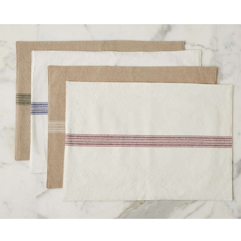 Rectangle Placemats, Vintage Stripe, Merlot Red