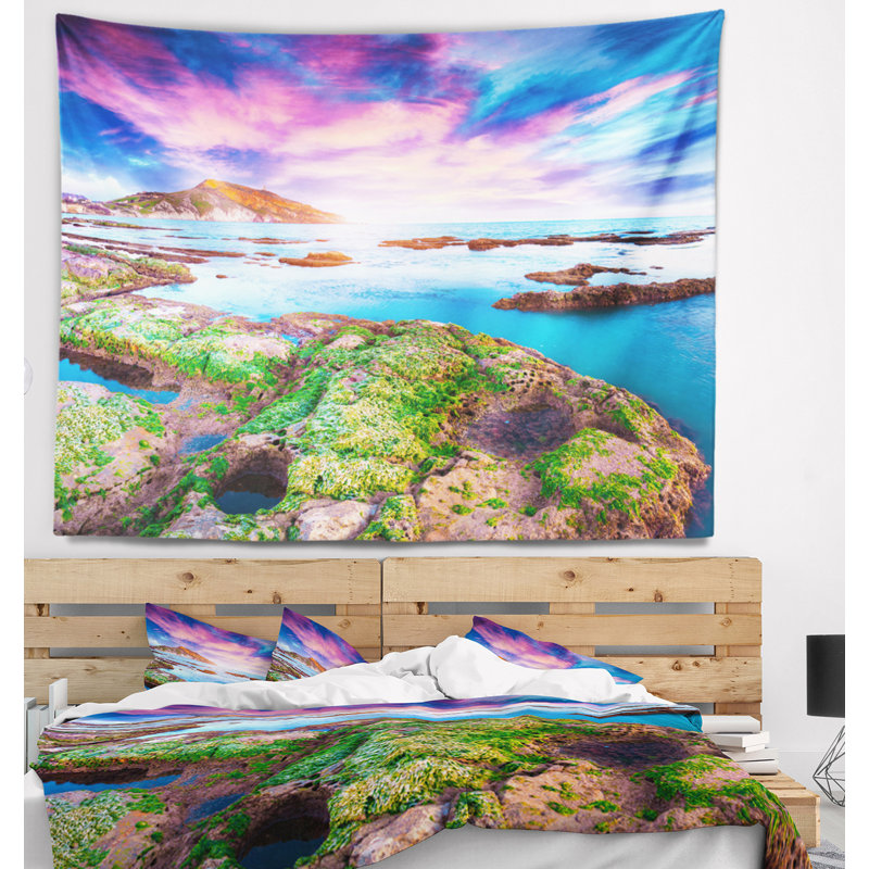 Tapisserie du soleil du soleil du giallonardo beach, H 50 po x l 60 po