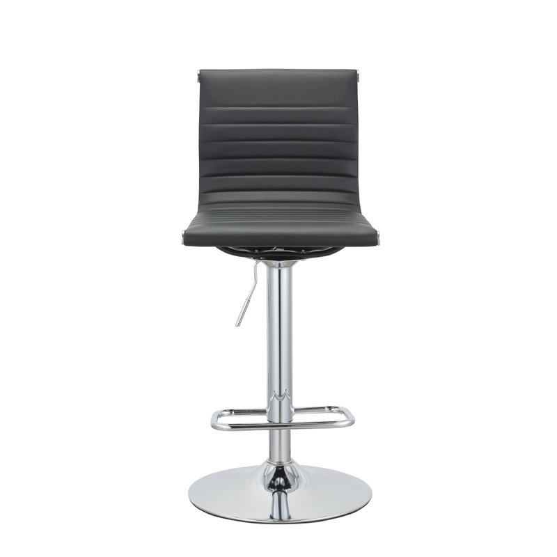 Tabouret à hauteur réglable Adlina, Argent, Noir