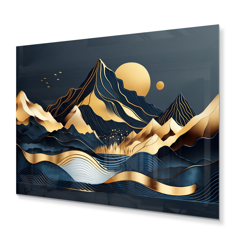 Gold Minimalist Mountains III - impression sans cadre sur métal, H 12 po x l 20 po x P 1 po