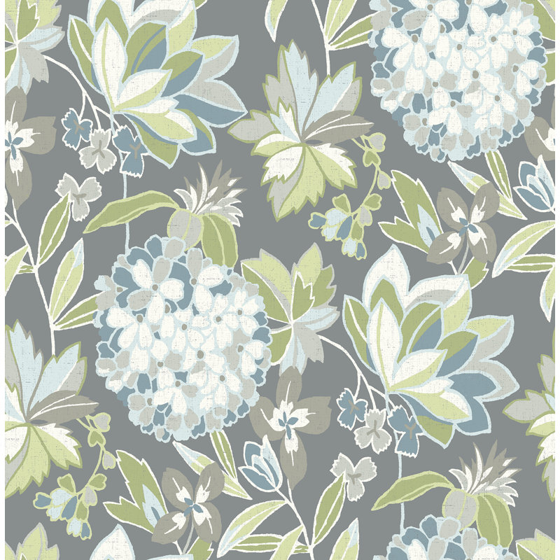 Valdivian Fuchsia Floral Wallpaper, Gray