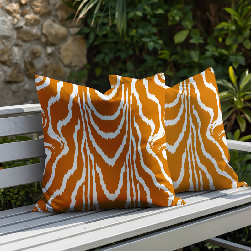 Oreiller réversible intérieur / extérieur Meli, Orange, 20x20