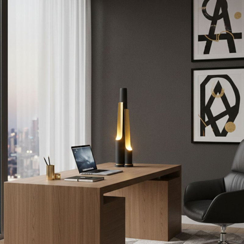 Lampe de table moderne noire et dorée 1 lumière