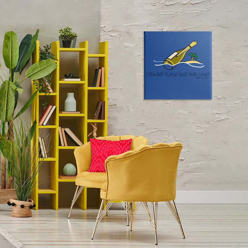 Art mural sur toile «Stranded Envoyez plus de vin» par WIL, H 24 po x l 24 po