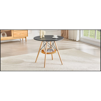 Table de salle à manger 31,5 pouces avec panier de rangement tissé suspendu pour petits espaces