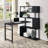 Home Office Computer Desk L-Shaped Corner Table, Rotating Computer Table With 5-Tier Bookshelf, Four Installation Methods, Lockable Casters (Black)