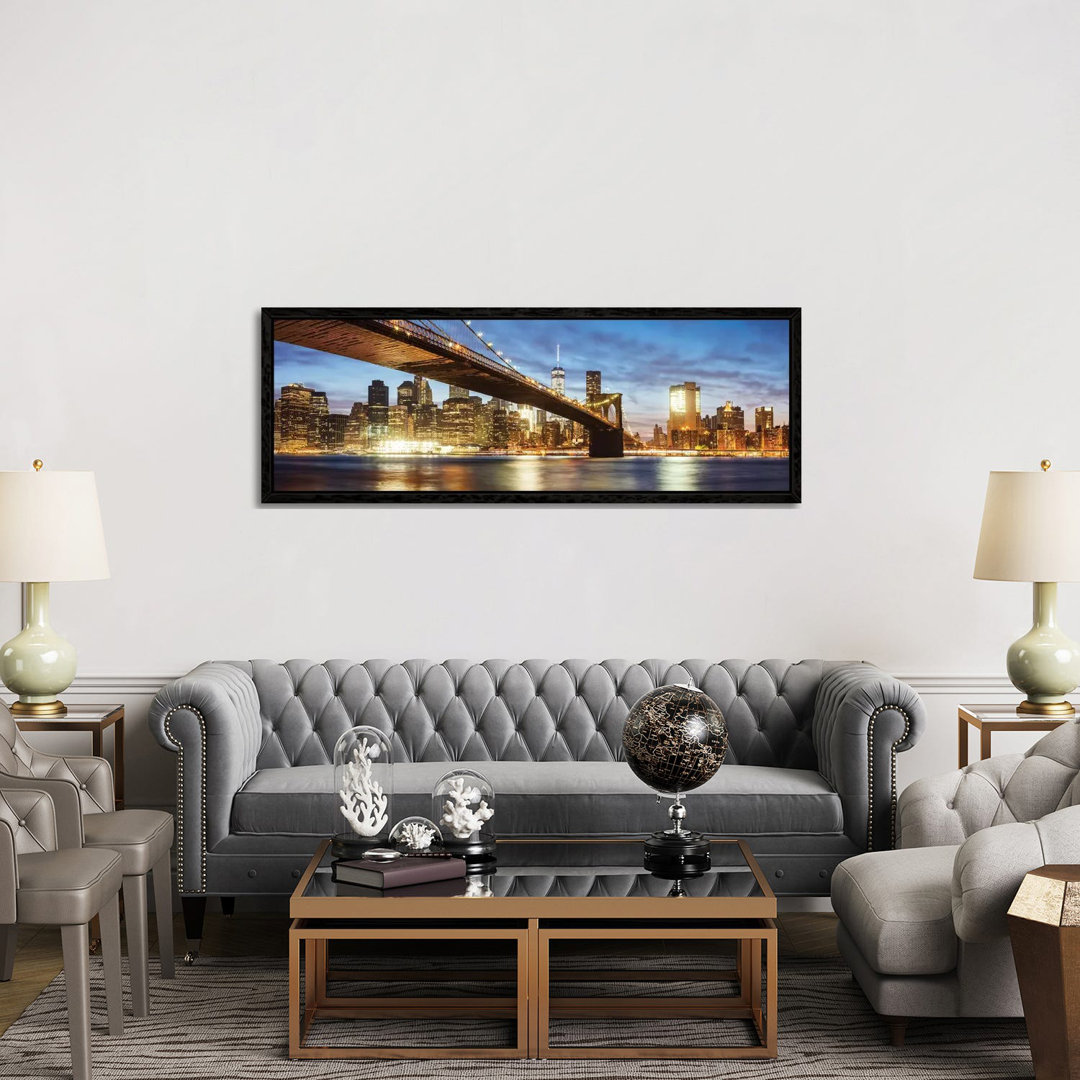 Brooklyn Bridge Panoramic, New York by Matteo Colombo - Panoramic Gallery-Wrapped Canvas Giclée on Canvas