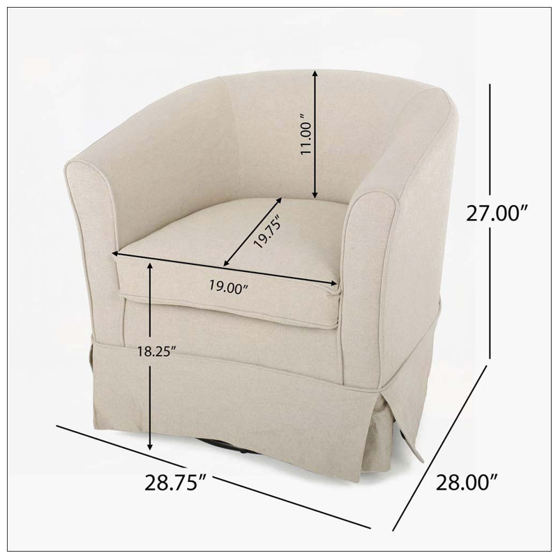 Fauteuil demi-tonneau pivotant rembourré, Naturel