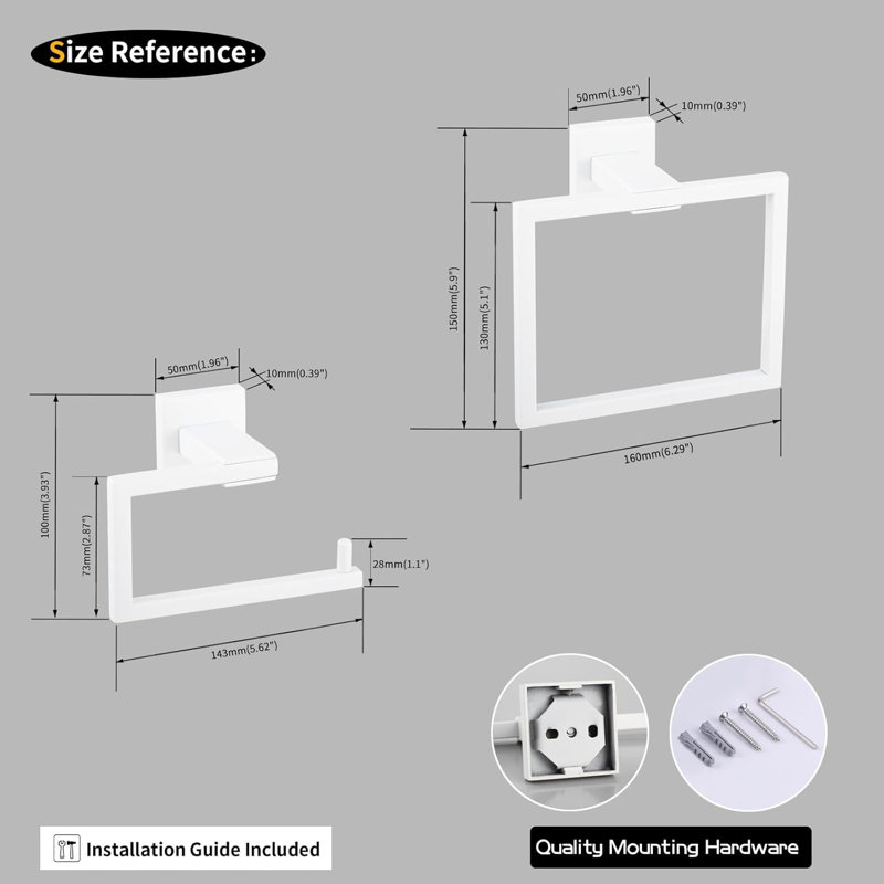 Stainless Steel Towel Ring And Toilet Paper Holder Set - Wall Mounted Bathroom Hardware, Natural