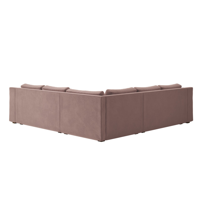 Elevate 99" Corner Sectional, Dusty Rose Recycled Velvet