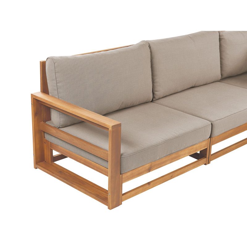 TIMOR 269cm Wide Rectangle Wood Patio Sofa with Cushions