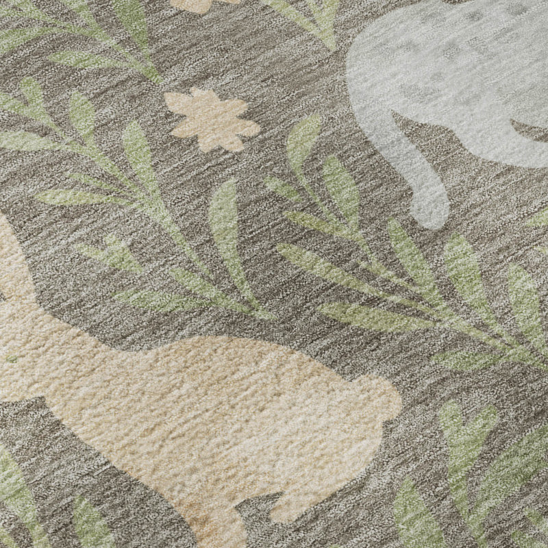 Tapis de qualité supérieure lavable à la machine pour enfants Prisco, Taupe, 5 pi x 7 pi 6 po