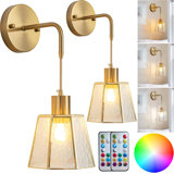 Rechargeable Battery Operated Wall Sconces Set Of 2 With Remote Control, RGB Colour Changing, 50+ Hours Battery Life, Easy Installation For Bedroom, Living Room, And More