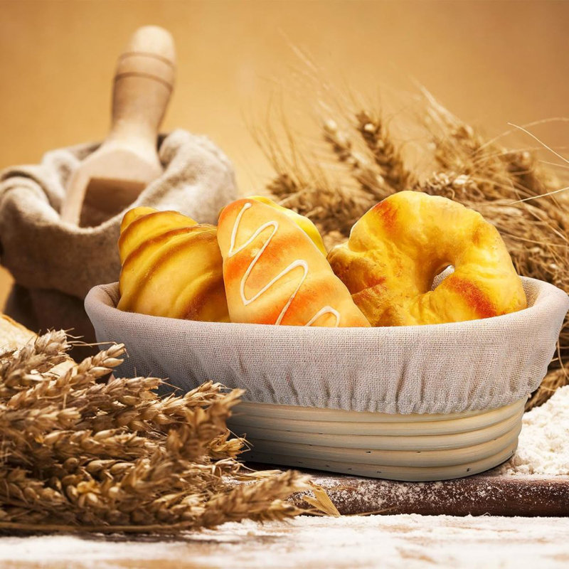 3 pièces Banneton panier ovale à l'épreuve du pain, bol fait à la main en rotin à l'épreuve du levain avec doublures