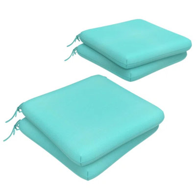 Pack of 4, 18x18x3 inch Sunbrella Square Dining Chair Cushions, Crumley Outdoor Chair Cushions