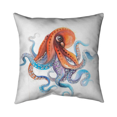 Funny colorful octopus - 20"x20" Throw pillow cover - Poly twill - Print on demand