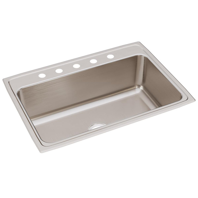 Lustertone 31" L x 22" W Drop-In Kitchen Sink, 5 hole, Chrome