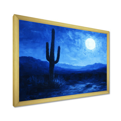 Cactus sous le désert, étoiles bleues II - art mural grand cactus