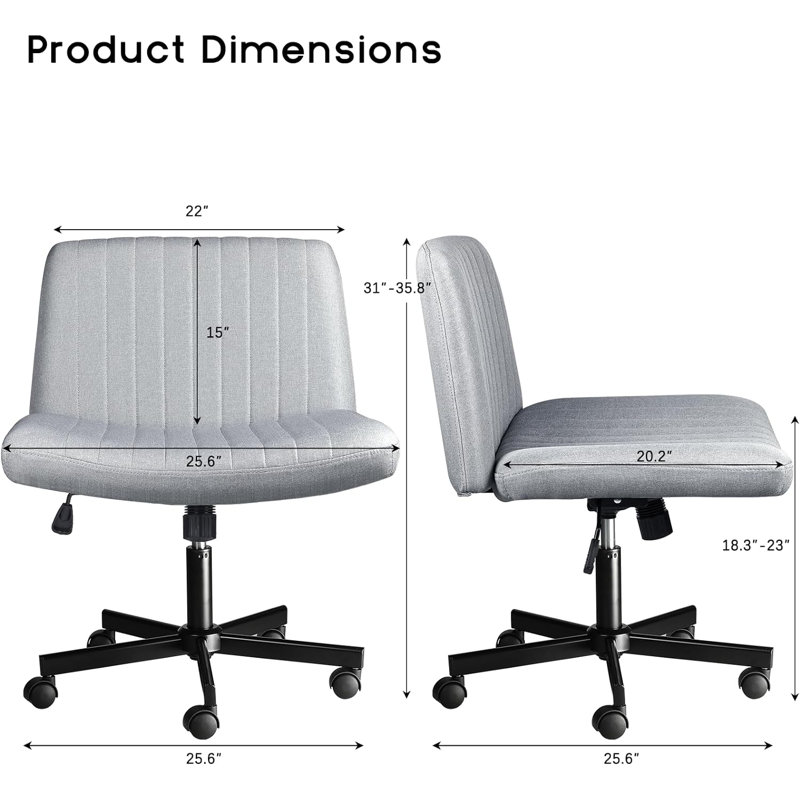 Caelie Fabric Swivel Task Chair, Gray