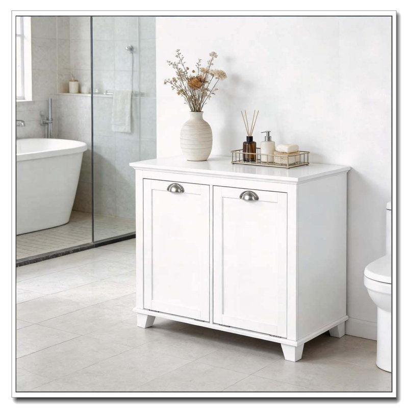 Laundry Hamper Cabinet with Anti-Toppling Security Design
