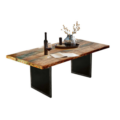 Elisa Solid Wood Top Metal Base Dining Table