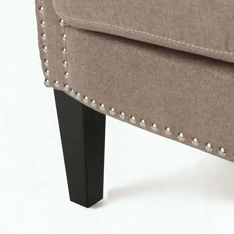 Club Chair – Nailhead Trim & Rolled Armrests, Light Coffee