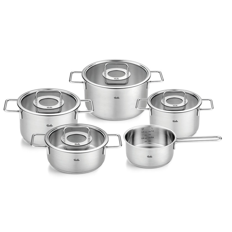 Ensemble 9 pièces en acier inoxydable avec couvercle en verre Fissler Pure Collection