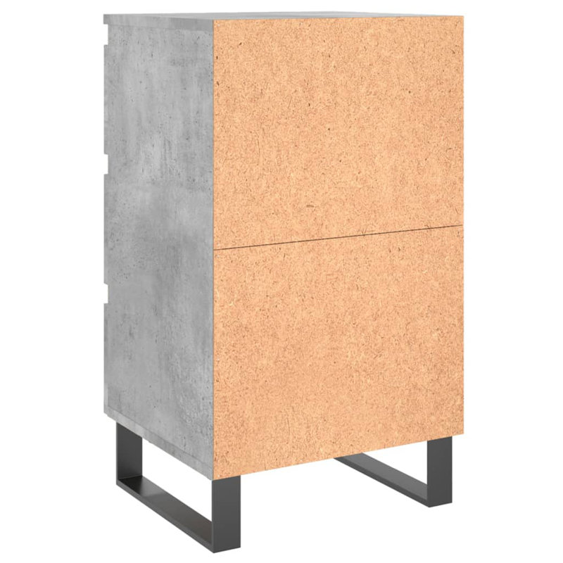 Airo 40cm W Iron Bedside Table, Concrete Grey