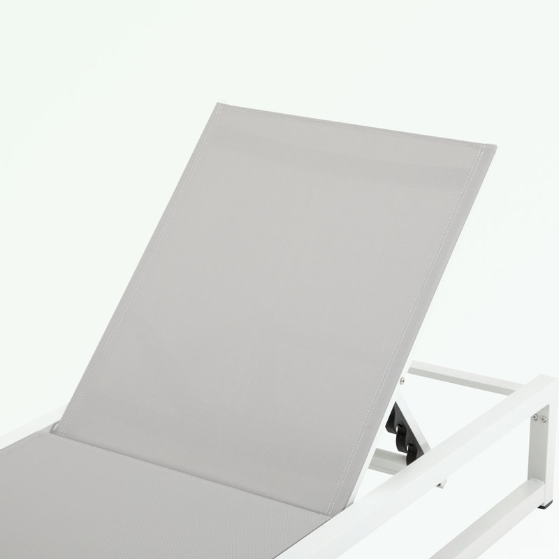 metal frame Chaise Lounge with adjustable back, White
