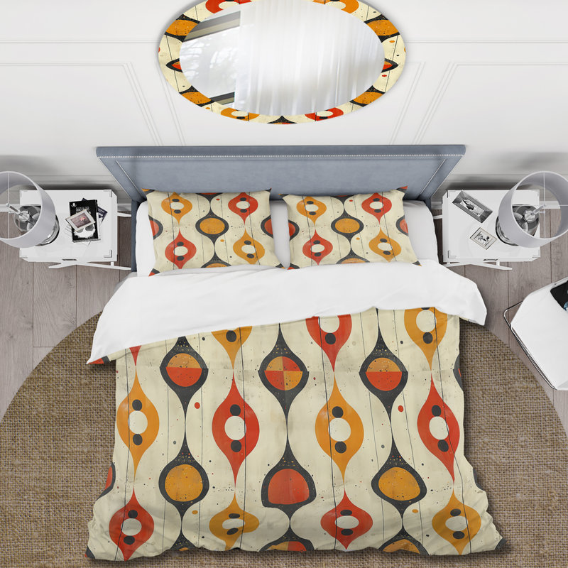 Ensemble de housse de couette orange et jaune Midcentury Charm I - Midcentury
