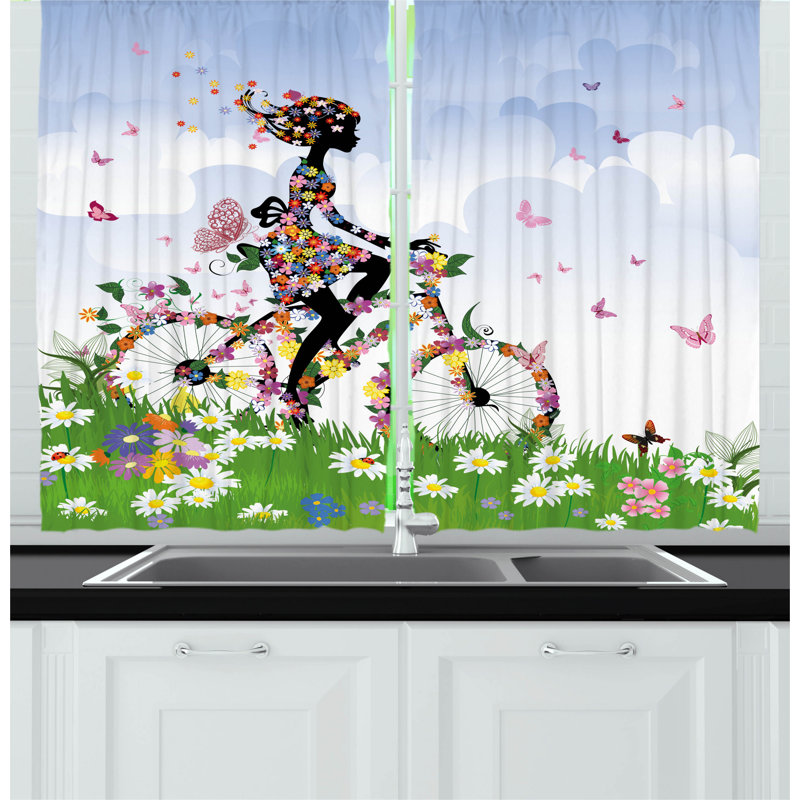 Floral Pointed Kitchen Curtain