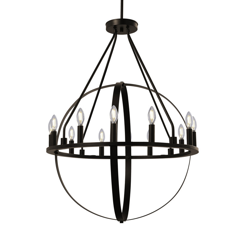 Lustre en forme de globe 12 lumières Netice, Bronze foncé