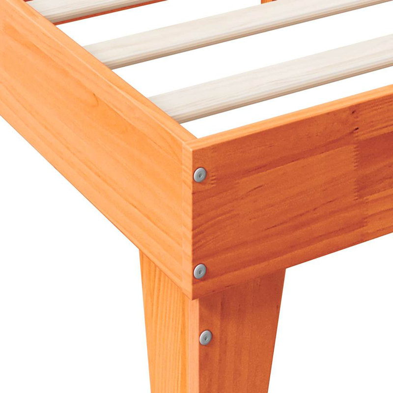 Solid Wood Storage Bed, Wax Brown
